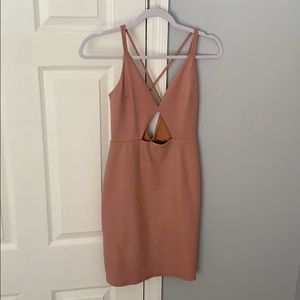 Express pink strappy/ cutout dress